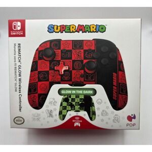 PDP Nintendo Switch REMATCH GLOW Wireless Controller Super Mario Super Icon Red